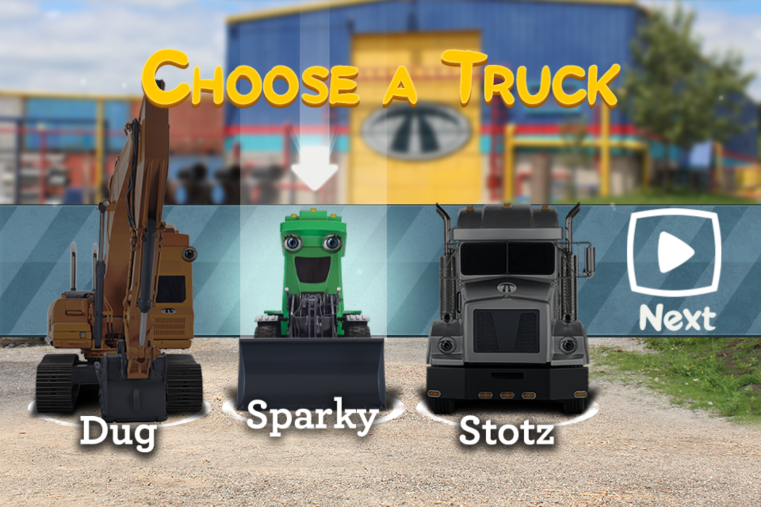 Terrific Trucks Job Site Dash Game Choose Truck Screenshot.