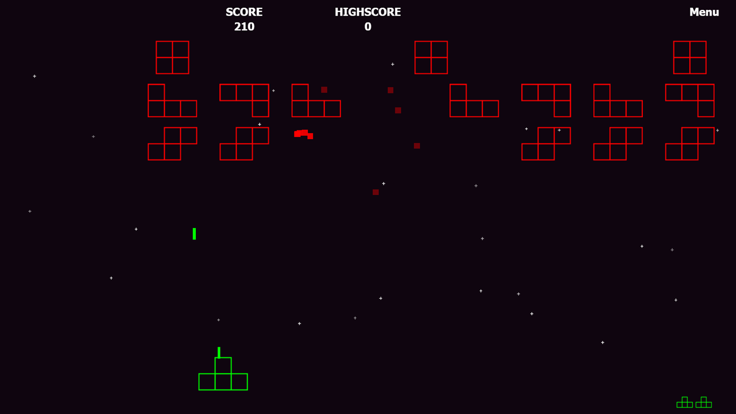 Tetris Invaders Game Play Screenshot.