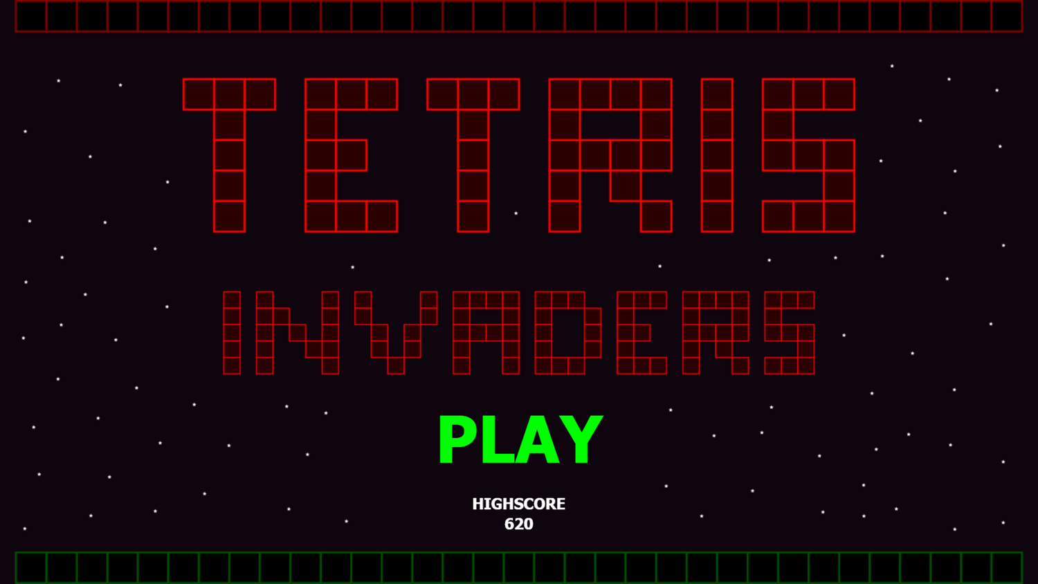 Tetris Invaders Game High Score Screenshot.