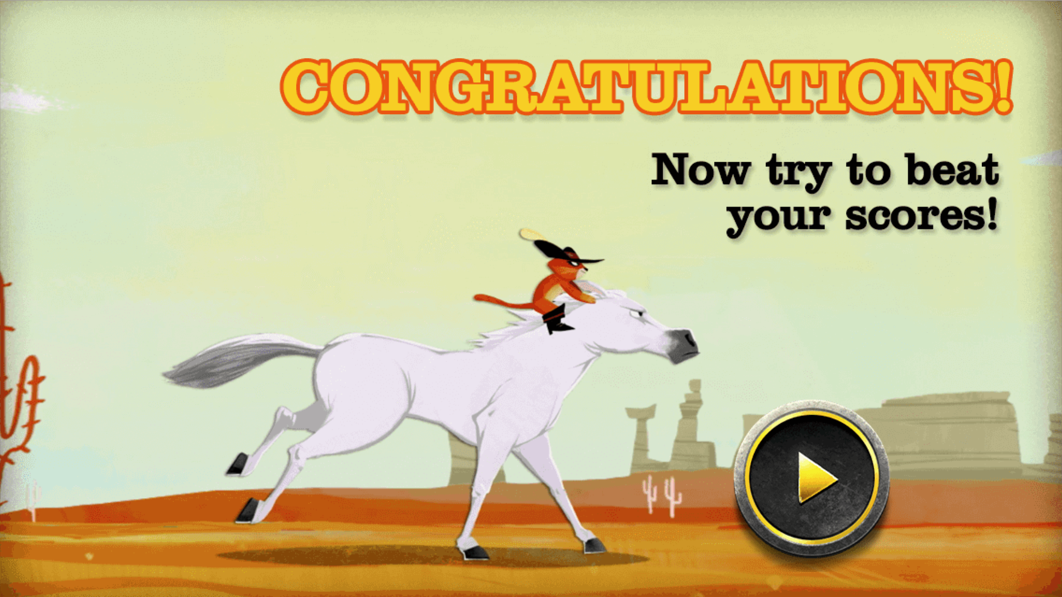 The Adventures of Puss in Boots Barrel Run Game Complete Screen Screenshot.