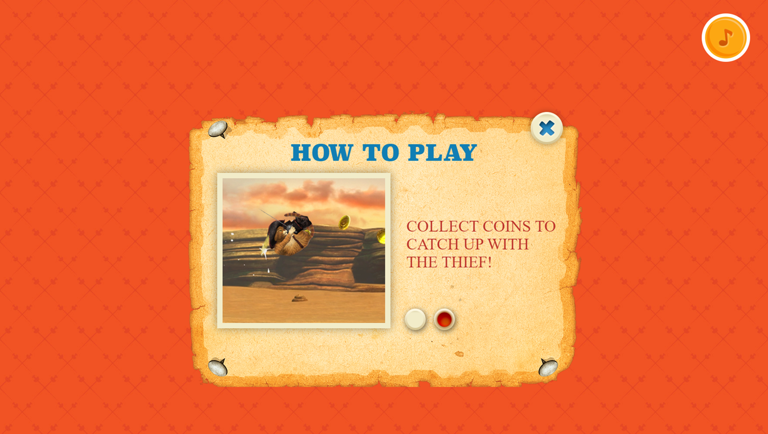 The Adventures of Puss in Boots Catch the Thief Game Instructions Screenshot.