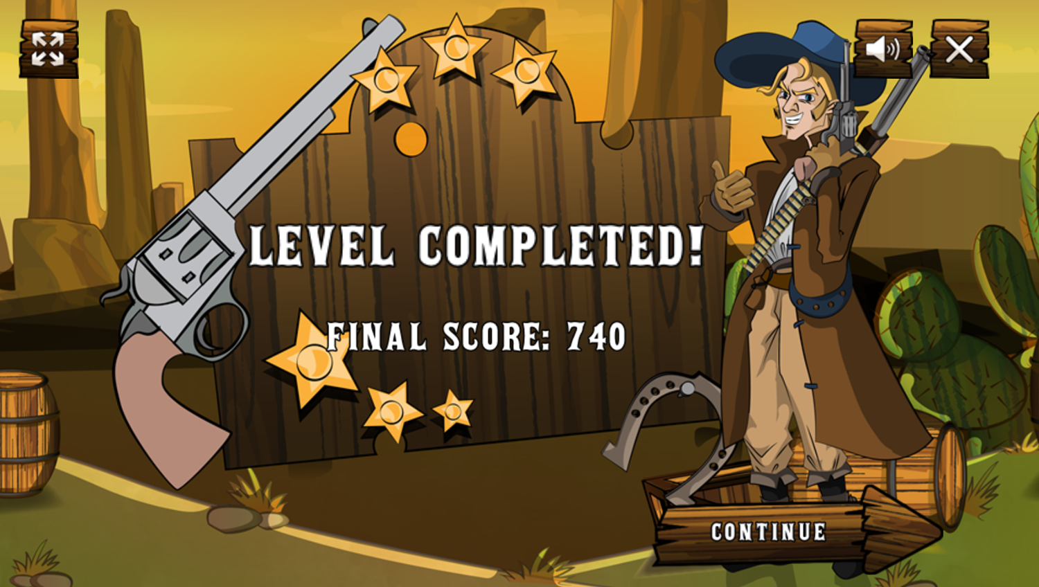 The Bandit Hunter Game Level Completed Screenshot.