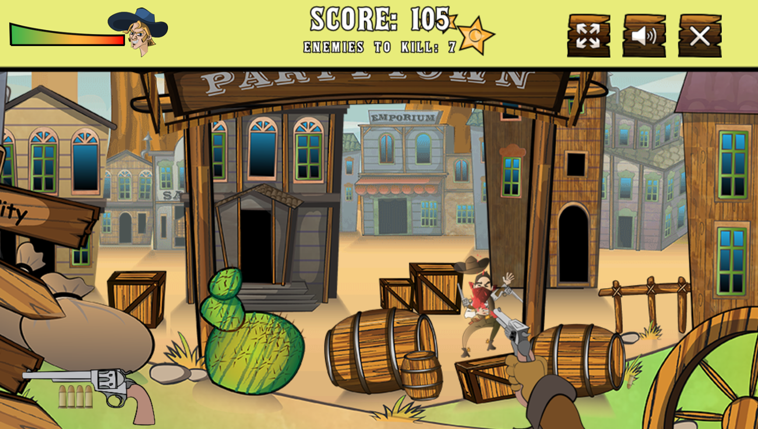 The Bandit Hunter Game Level Play Screenshot.