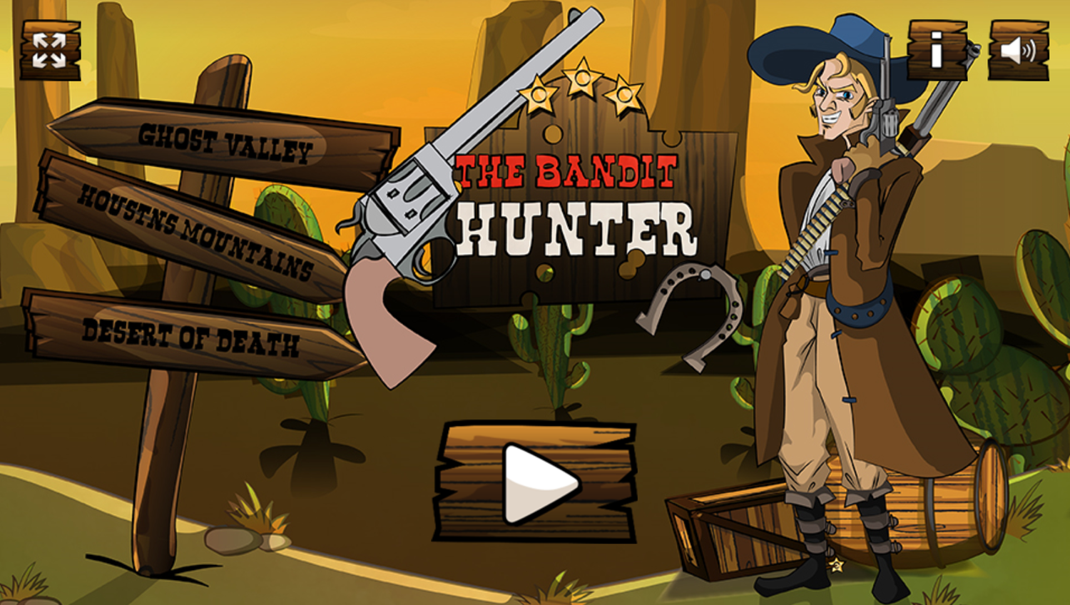 The Bandit Hunter Game Welcome Screen Screenshot.