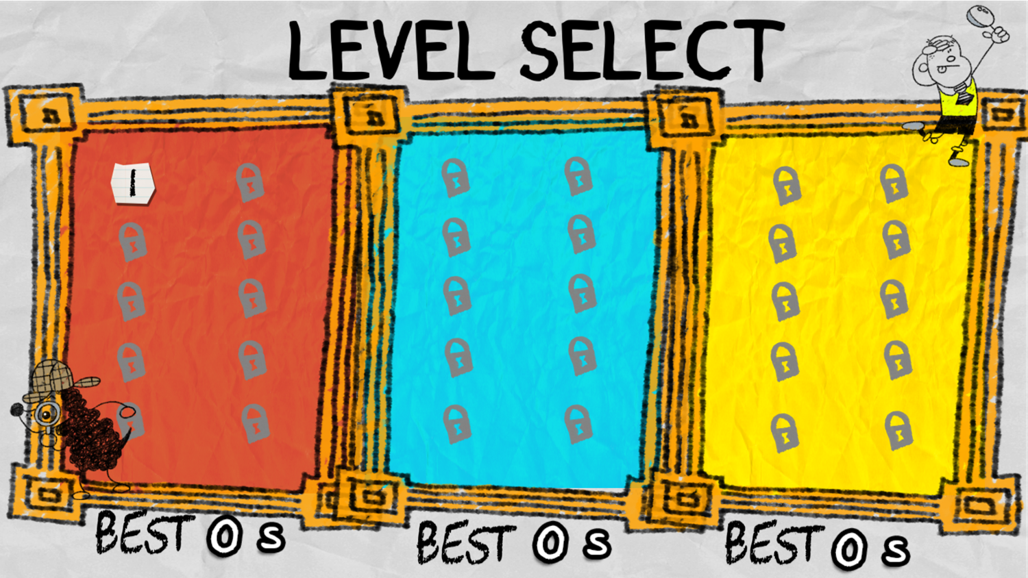 The Bash Street Sketch Book Game Level Select Screenshot.
