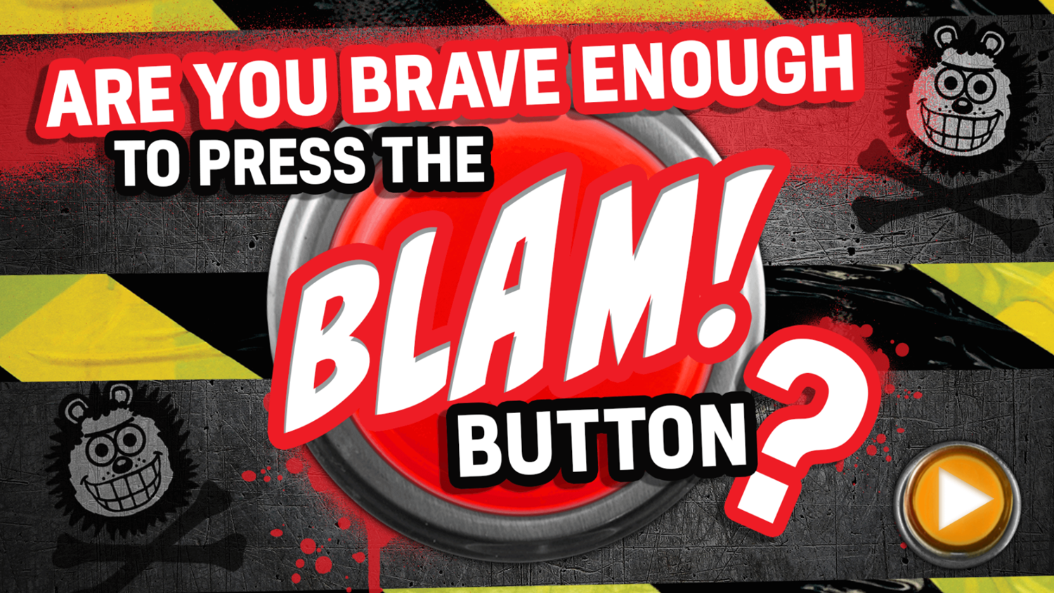 The Blam Button Game Welcome Screen Screenshot.