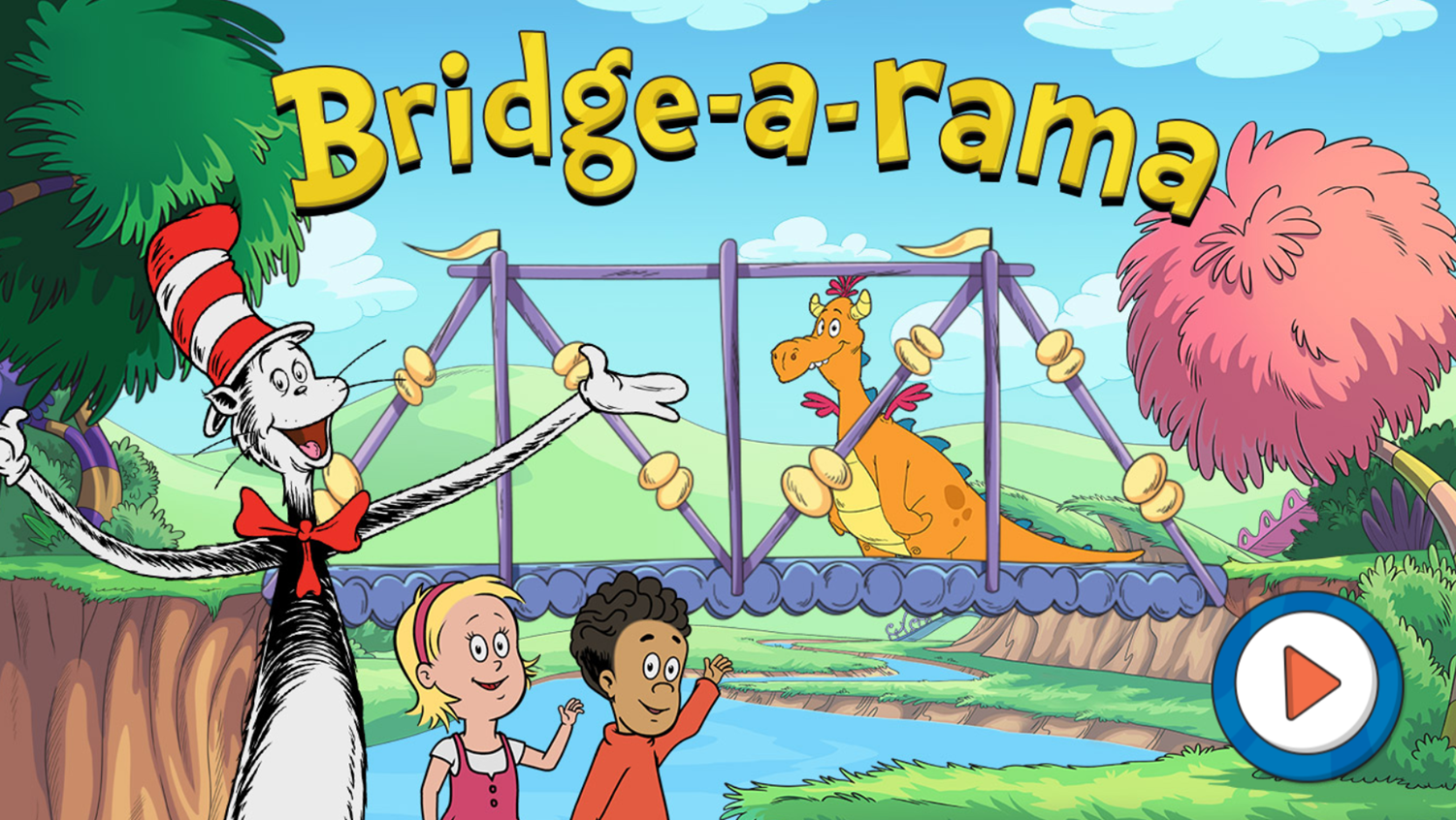 The Cat in the Hat Bridge-a-Rama Game Welcome Screen Screenshot.