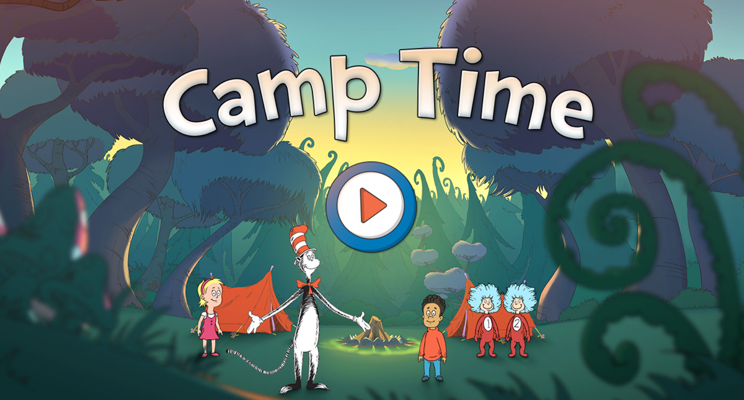 The Cat in the Hat Camp Time Game Welcome Screen Screenshot.