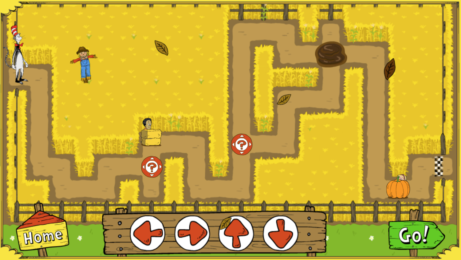 The Cat in the Hat Corn Maze Craze Game Easy Mode Screenshot.