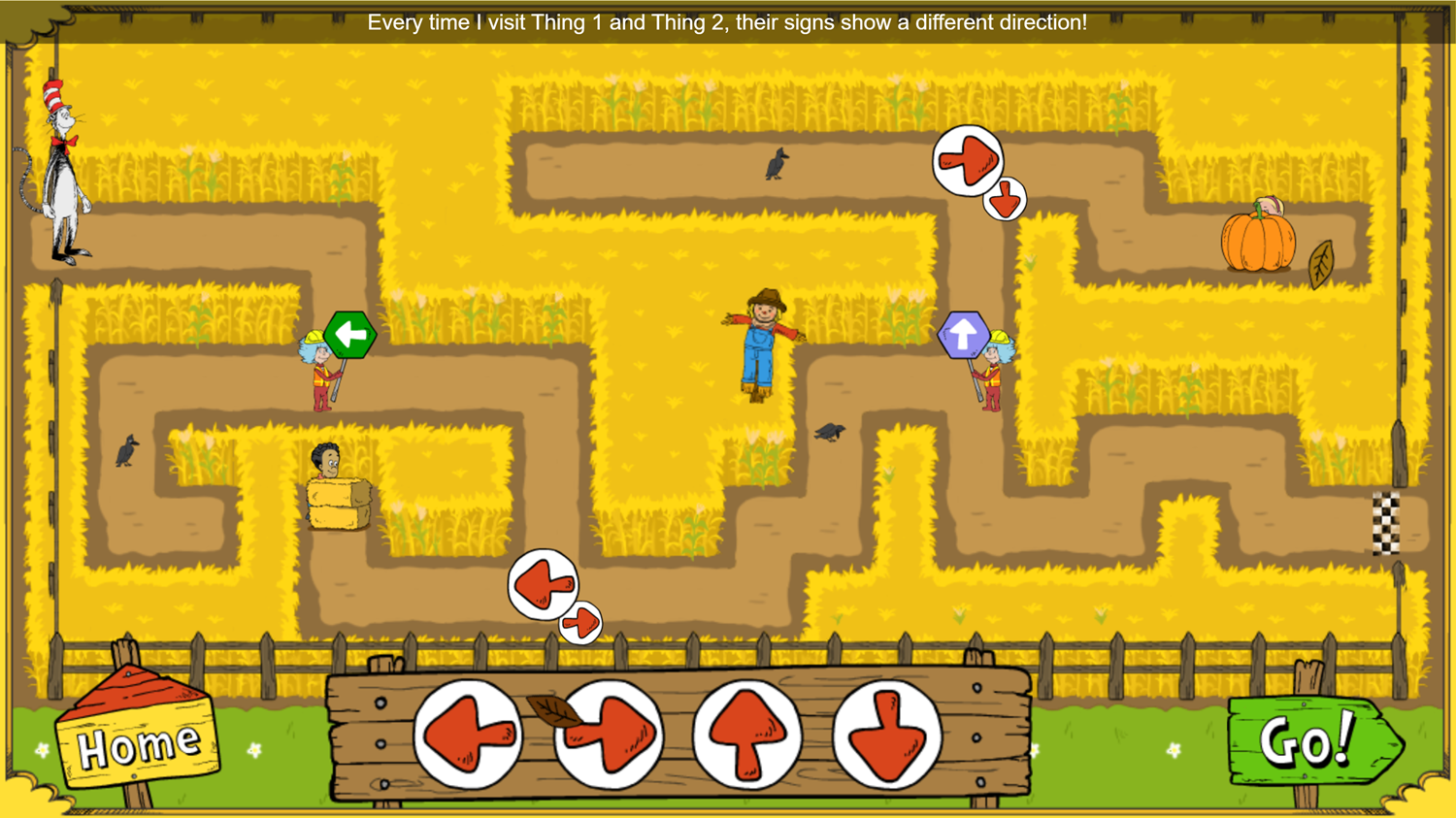 The Cat in the Hat Corn Maze Craze Game Hard Mode Screenshot.
