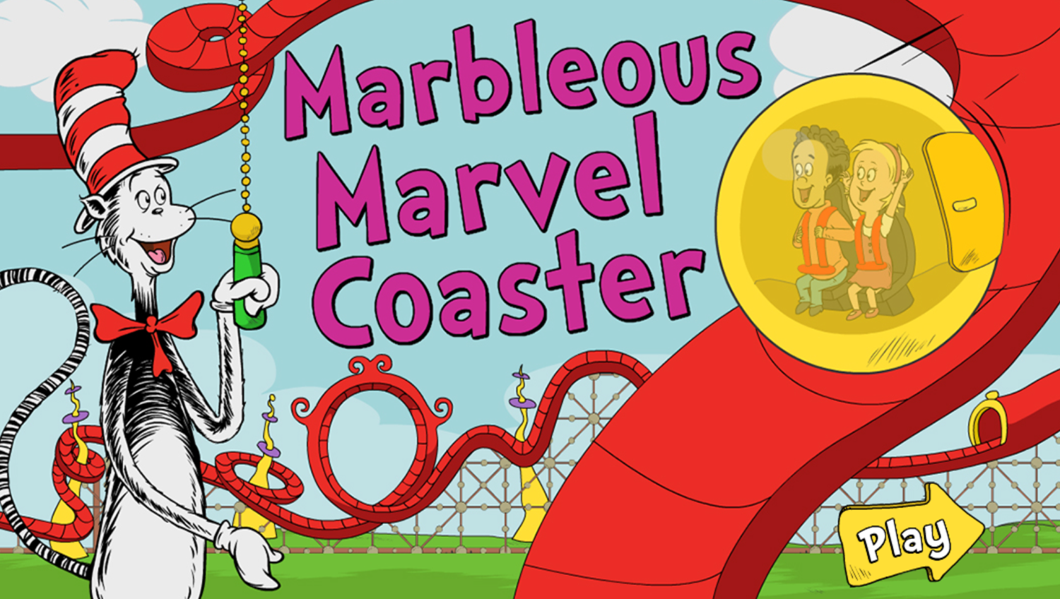 The Cat in the Hat Marbleous Marvel Coaster Game Welcome Screen Screenshot.