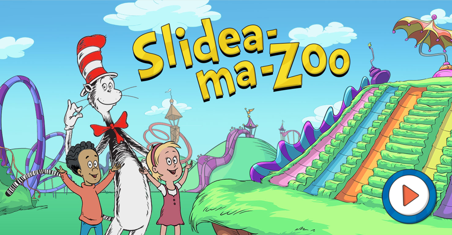 The Cat in the Hat Slidea-ma-Zoo Game Welcome Screen Screenshot.