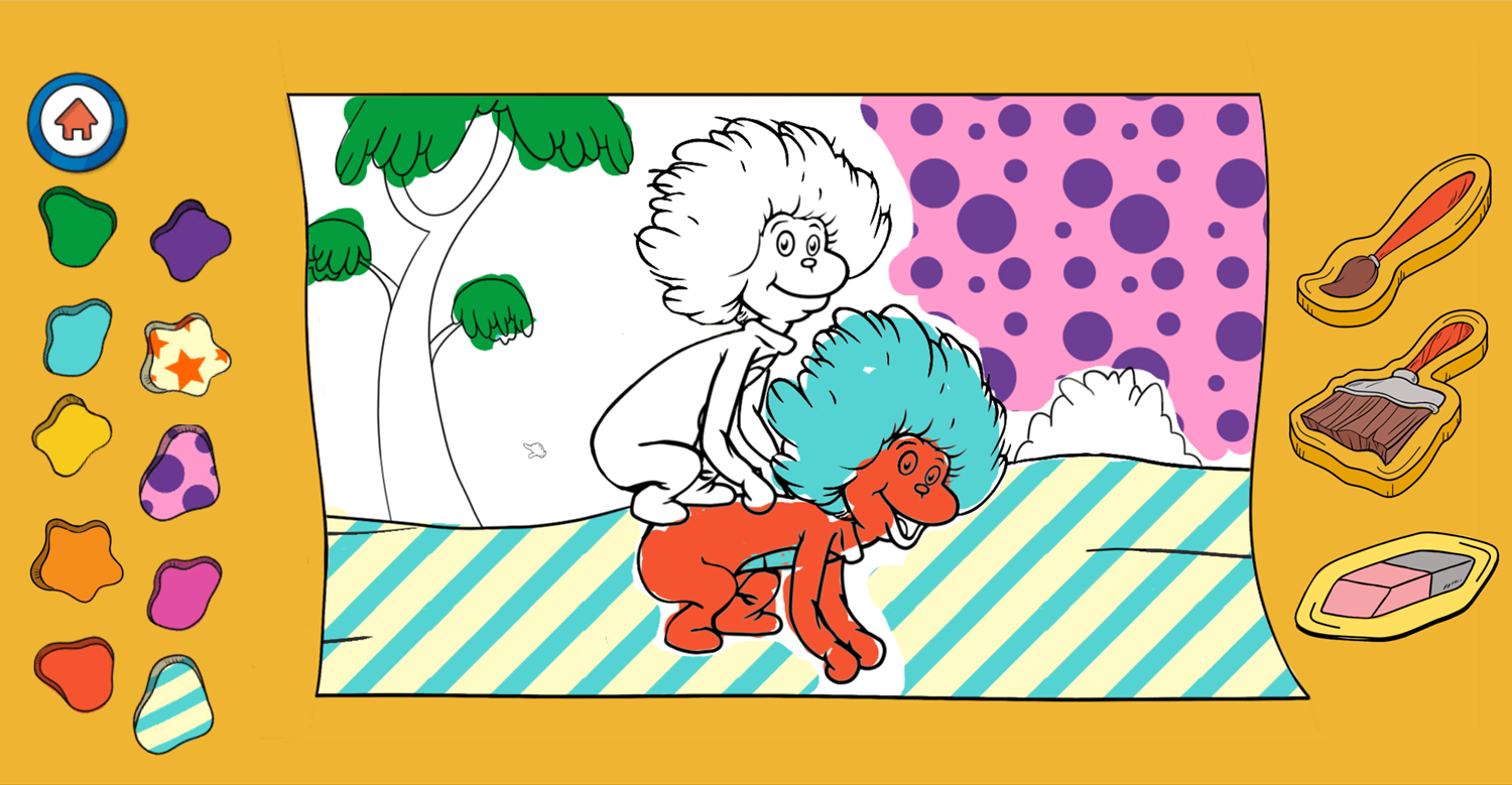 The Cat in the Hat Spinna Ma Jigger Coloring Game Screenshot.