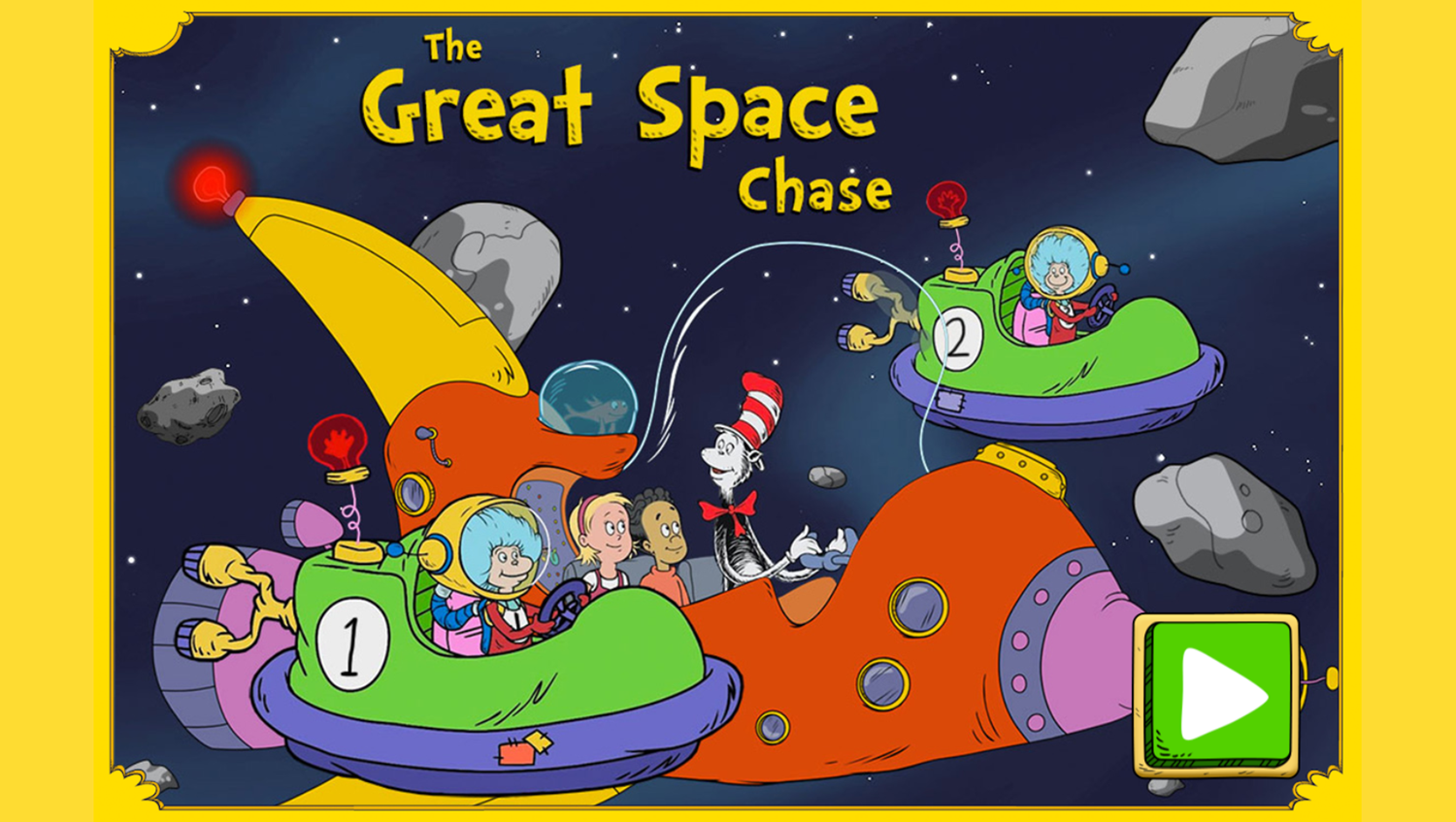 The Cat in the Hat The Great Space Chase Game Welcome Screen Screenshot.