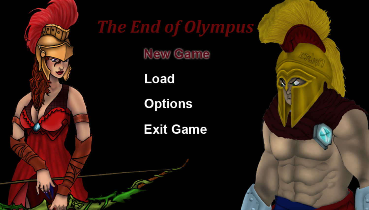 The End of Olympus Game Welcome Screen Screenshot.
