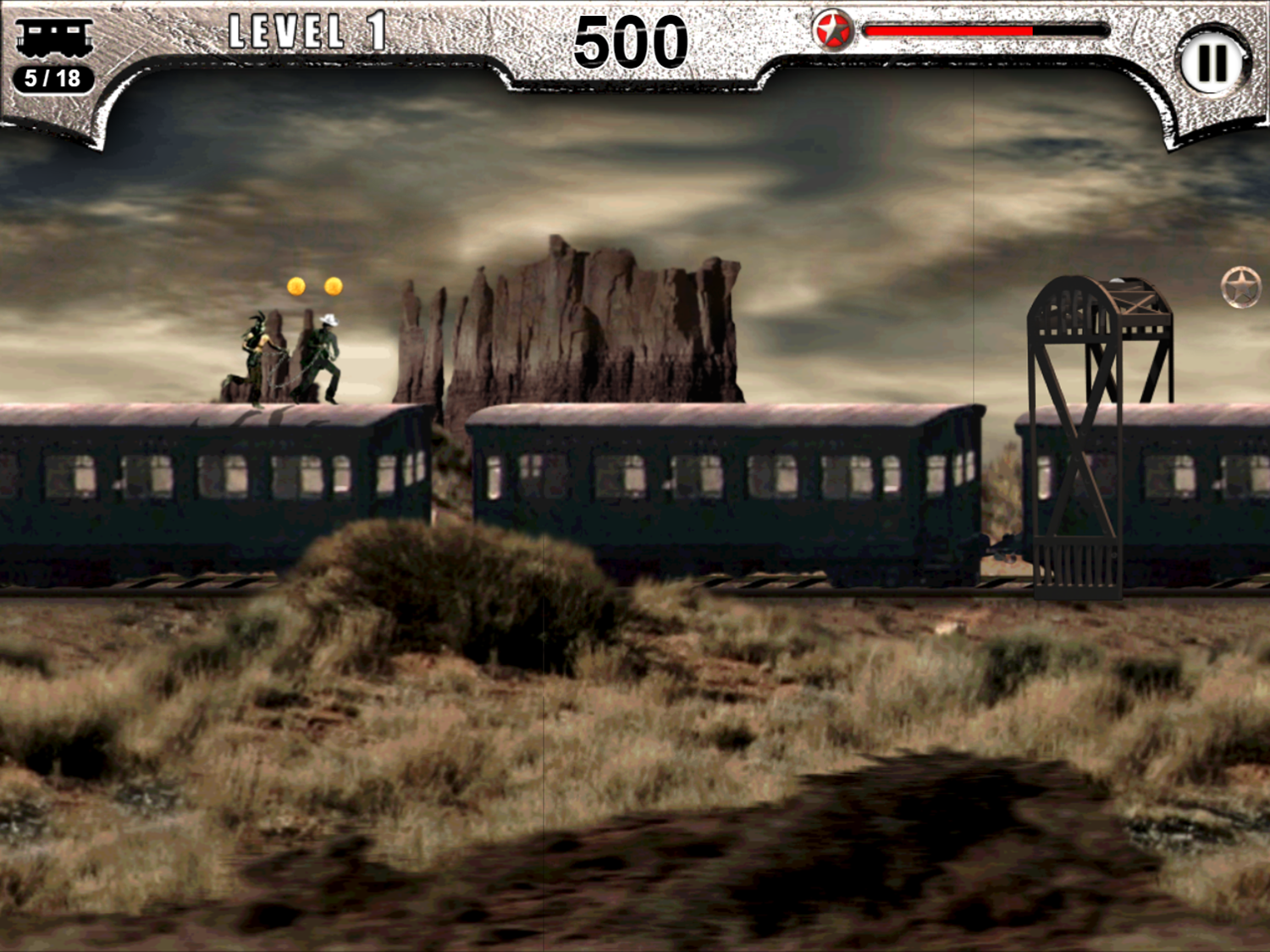 The Lone Ranger Train Top Sprint Game Play Screenshot.