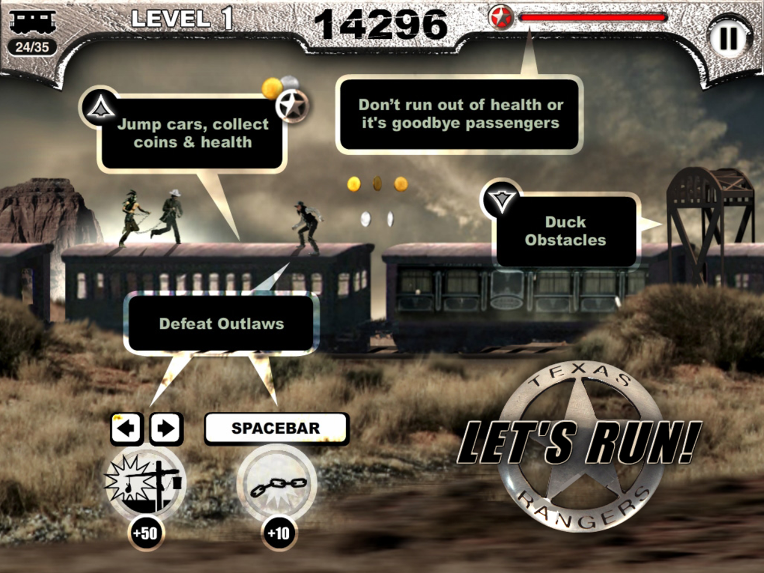 The Lone Ranger Train Top Sprint Game How To Play Screenshot.