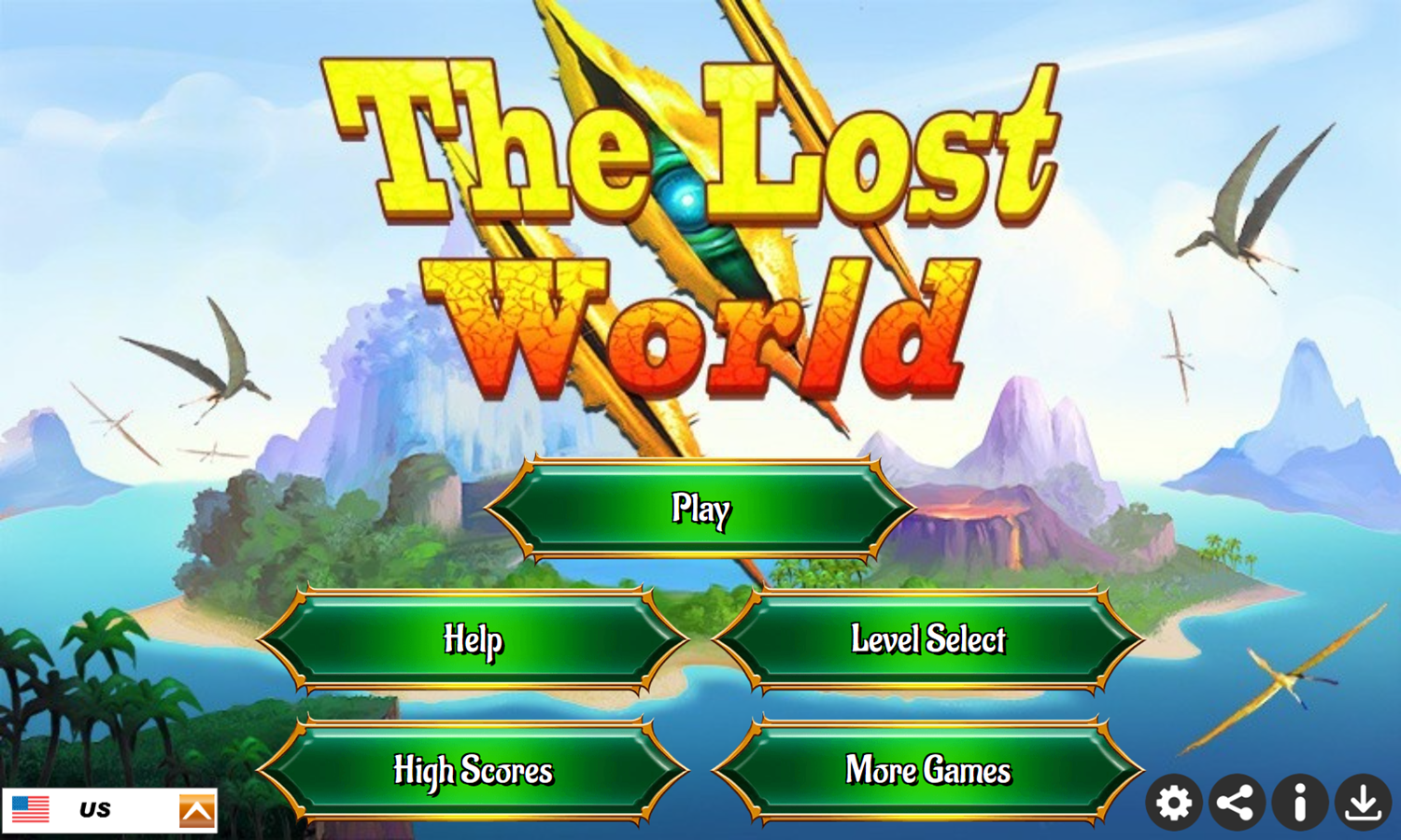 The Lost World Game Welcome Screen Screenshot.