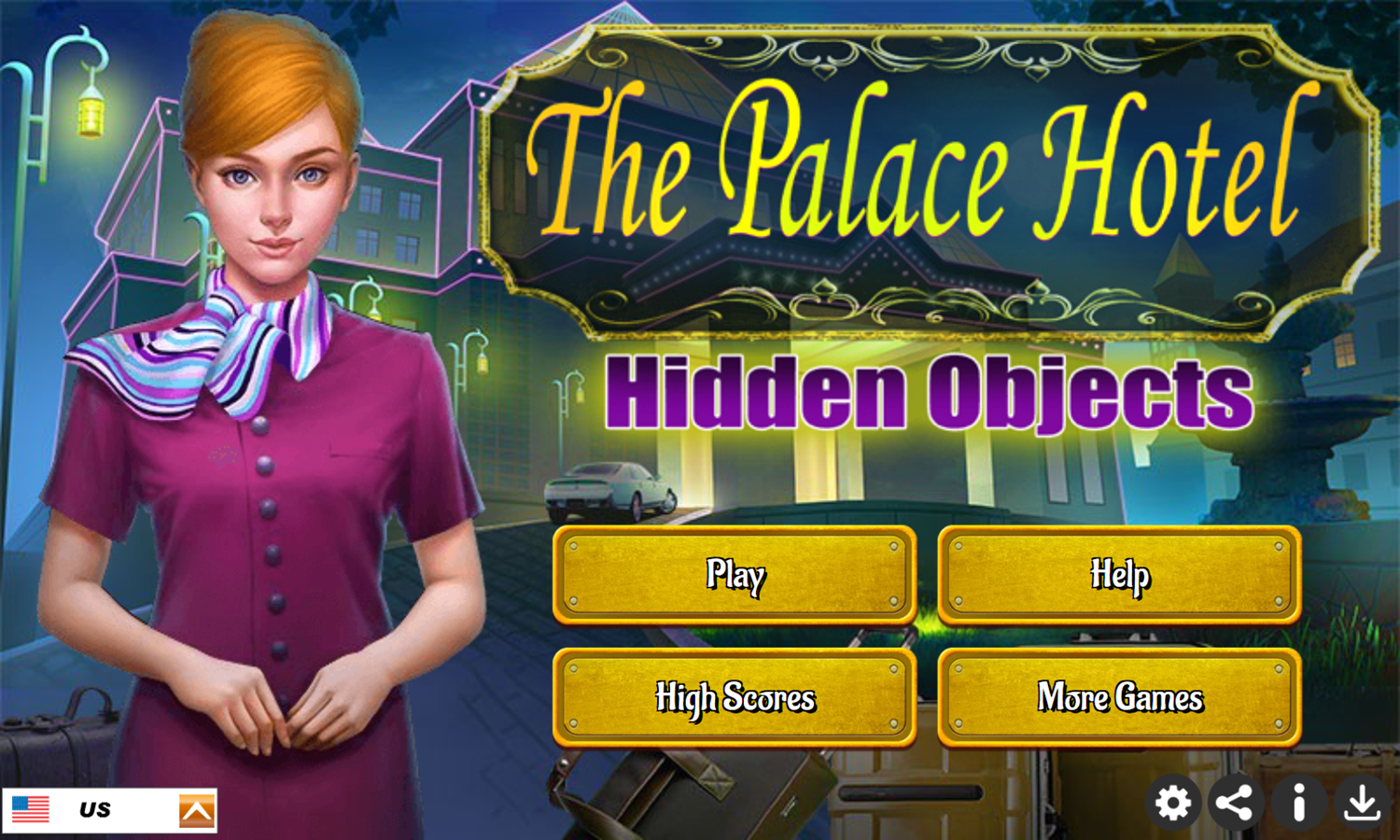 The Palace Hotel Game Welcome Screen Screenshot.