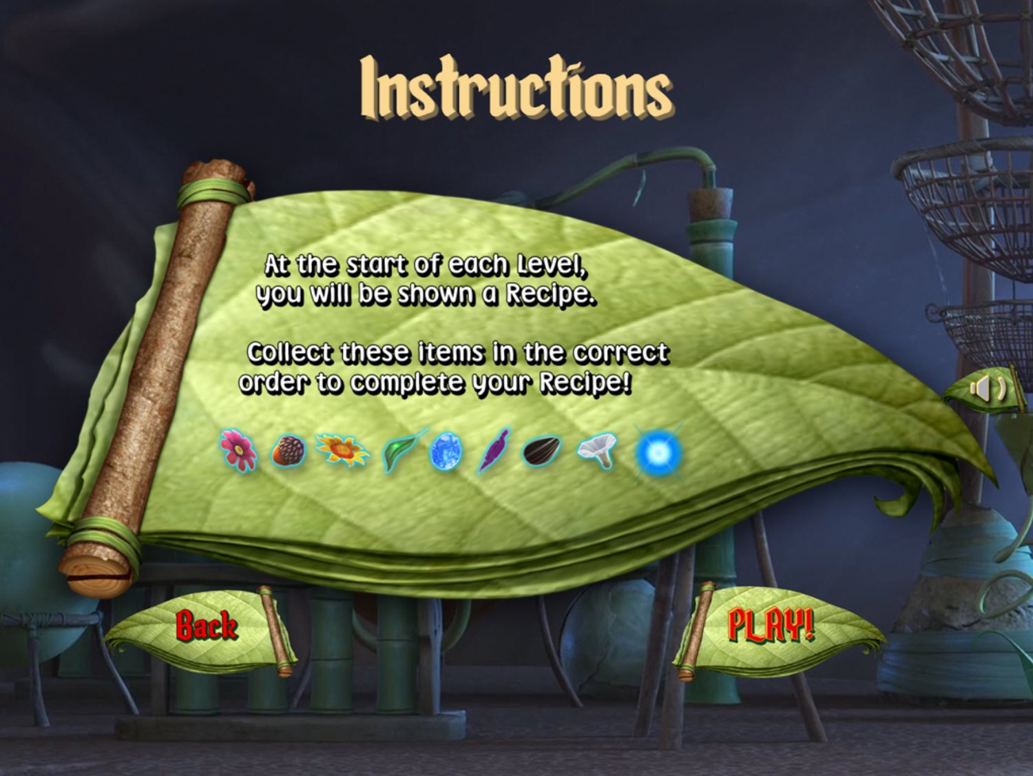 The Pirate Fairy Zarina's Pixie Dust Experiments Game Instructions Screenshot.