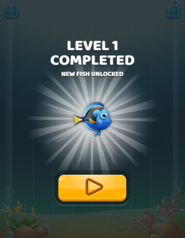 The Sea Rush Game Level Completed Screenshot.