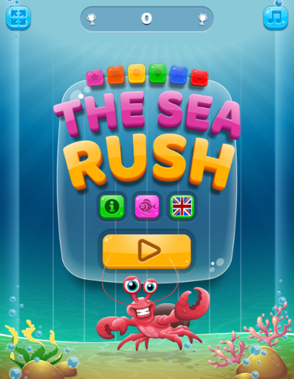 The Sea Rush Game Welcome Screen Screenshot.