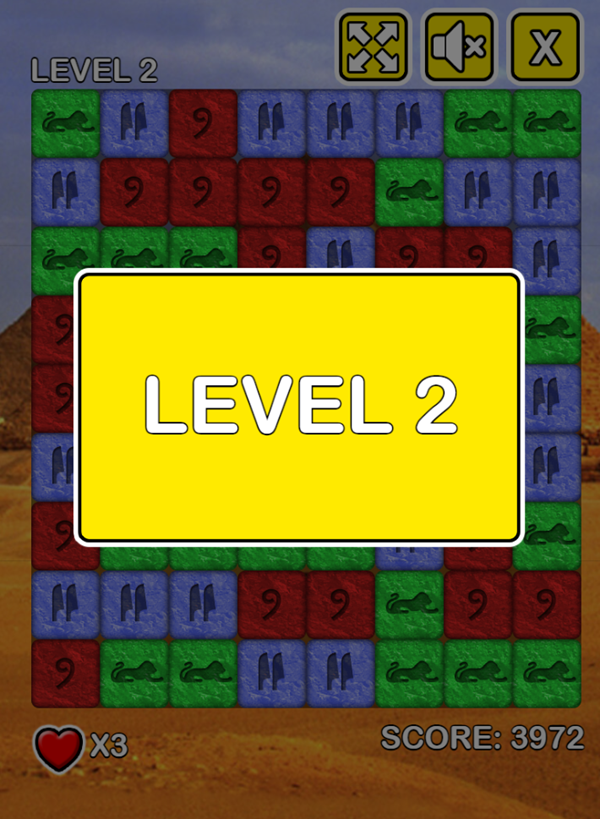 The Stones of the Pharaoh Game Level Complete Screenshot.