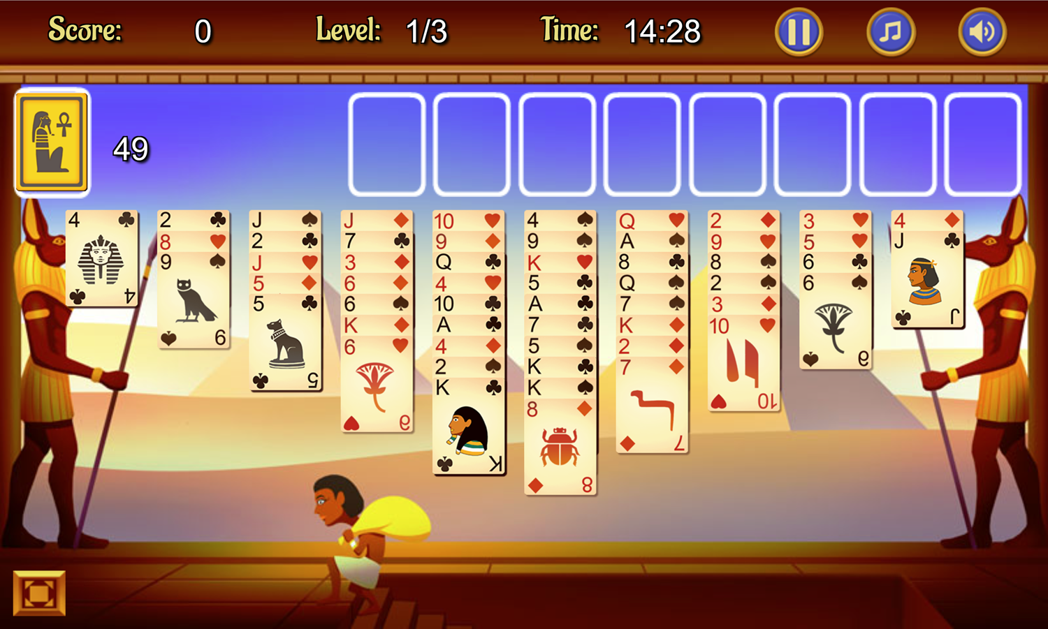 Thieves of Egypt Solitaire Game Screenshot.