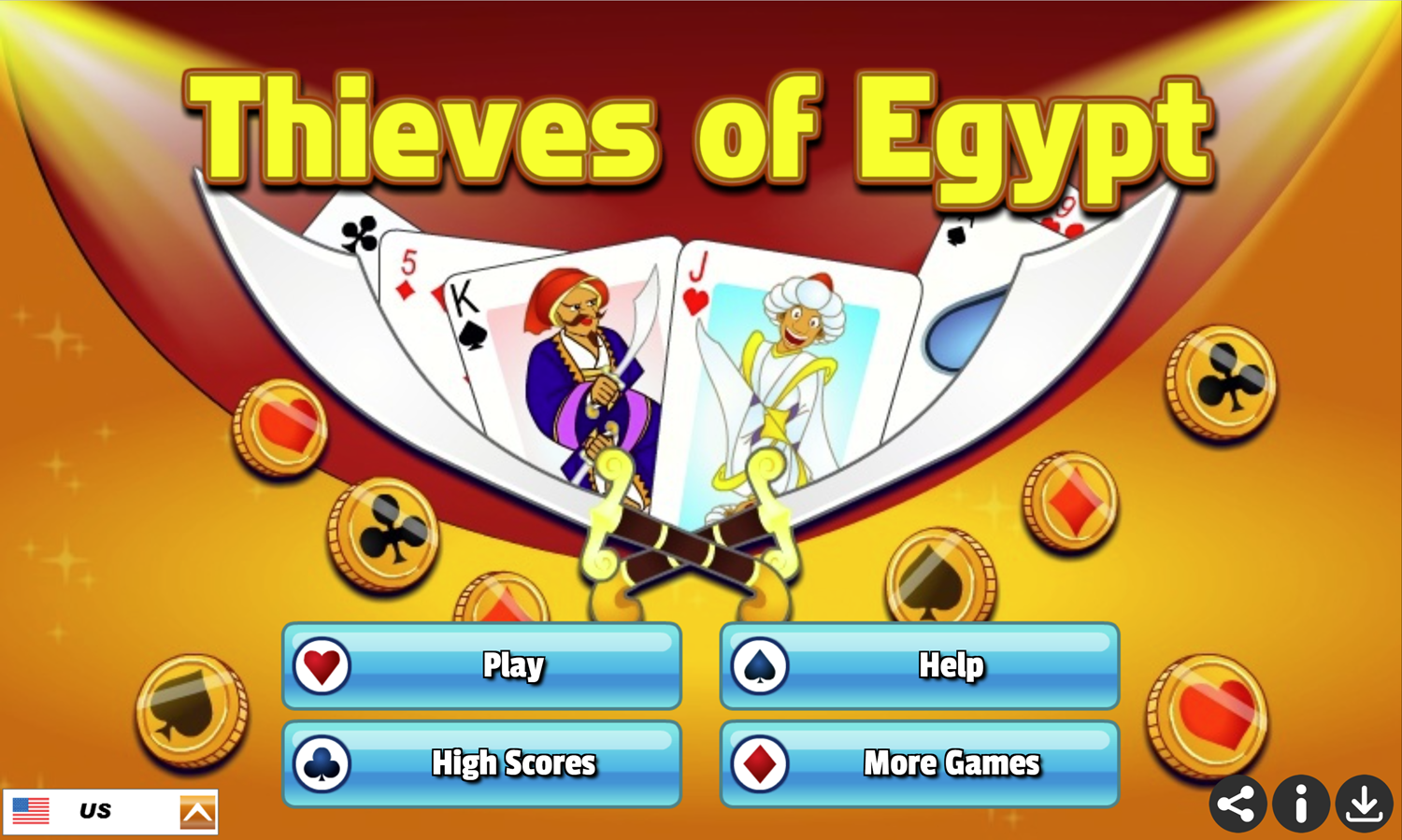 Thieves of Egypt Game Welcome Screen Screenshot.