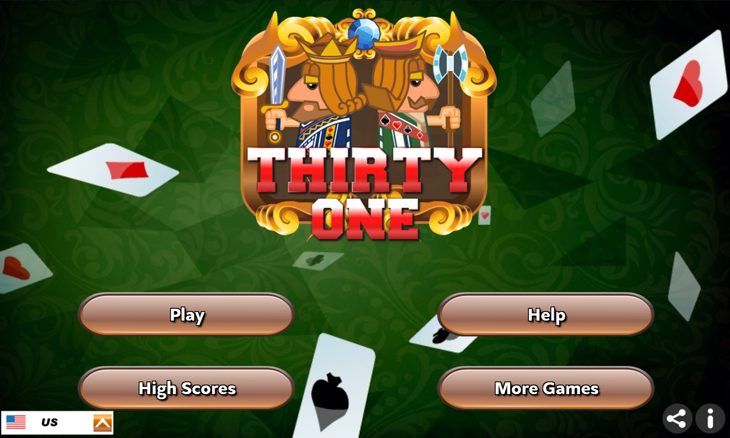 Thirty One Game Welcome Screen Screenshot.