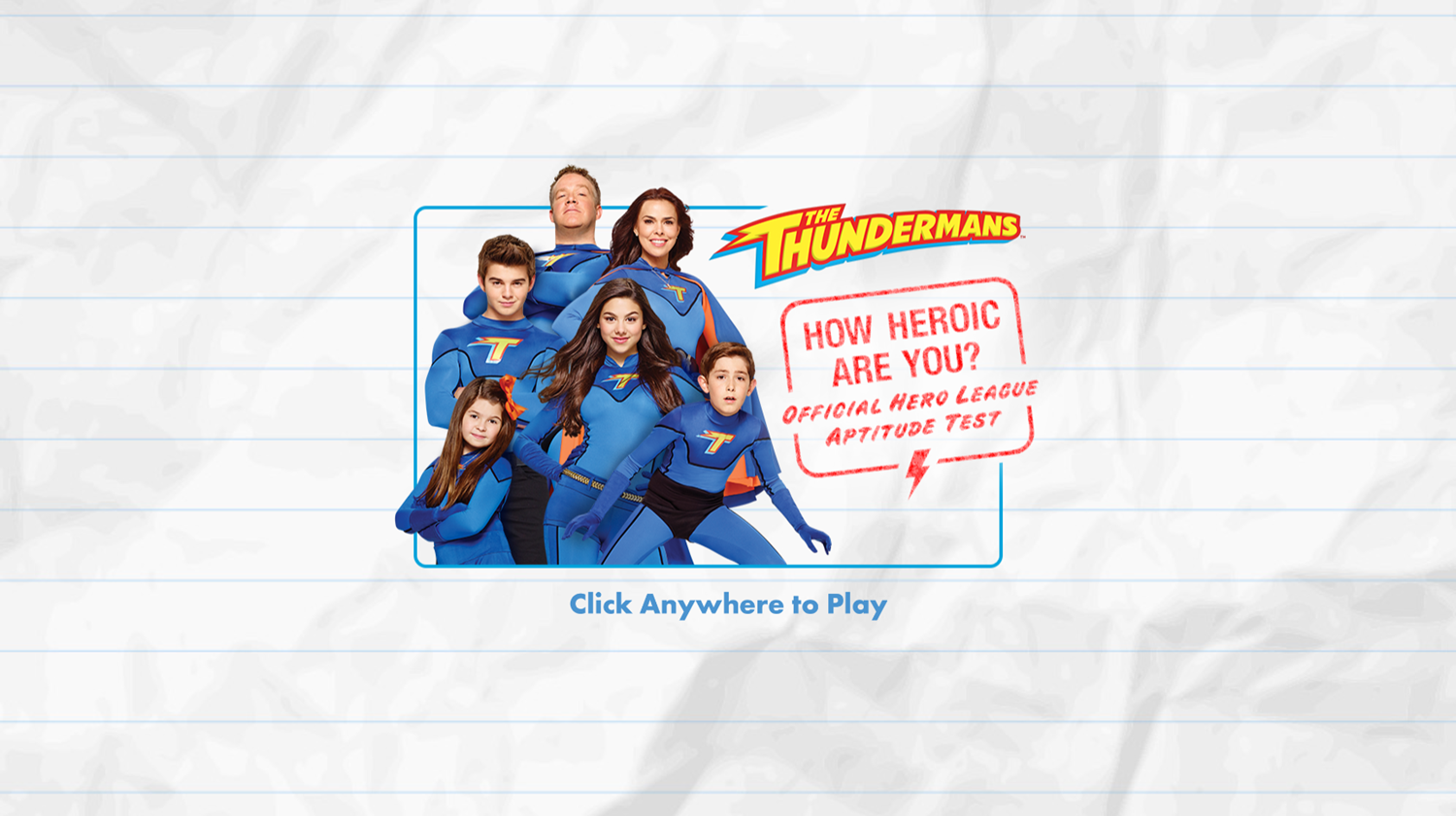 Thundermans How Heroic Are You Game Welcome Screen Screenshot.