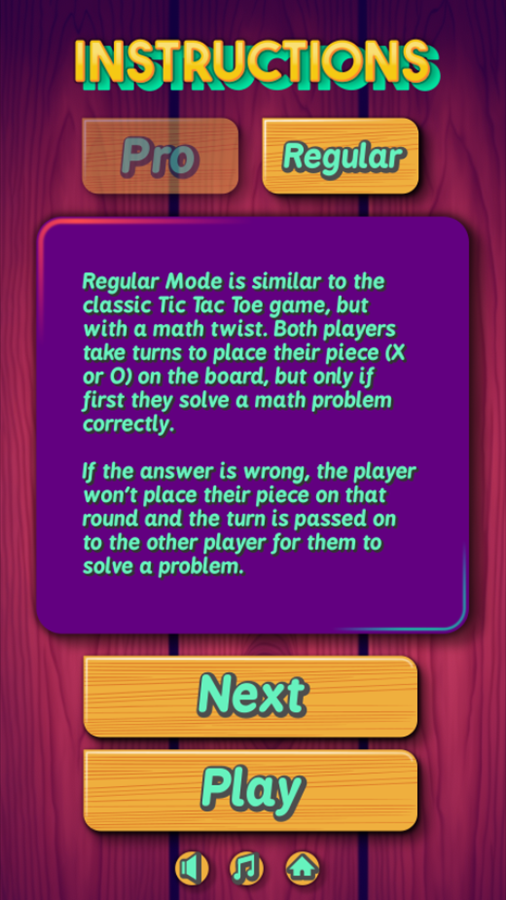 Tic Tac Know Game Regular Instructions Screen Screenshot.