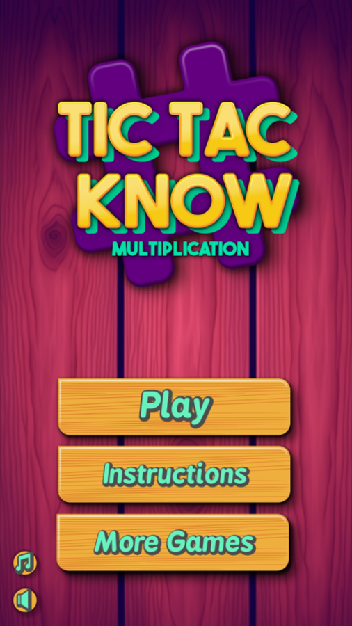 Tic Tac Know Game Welcome Screen Screenshot.