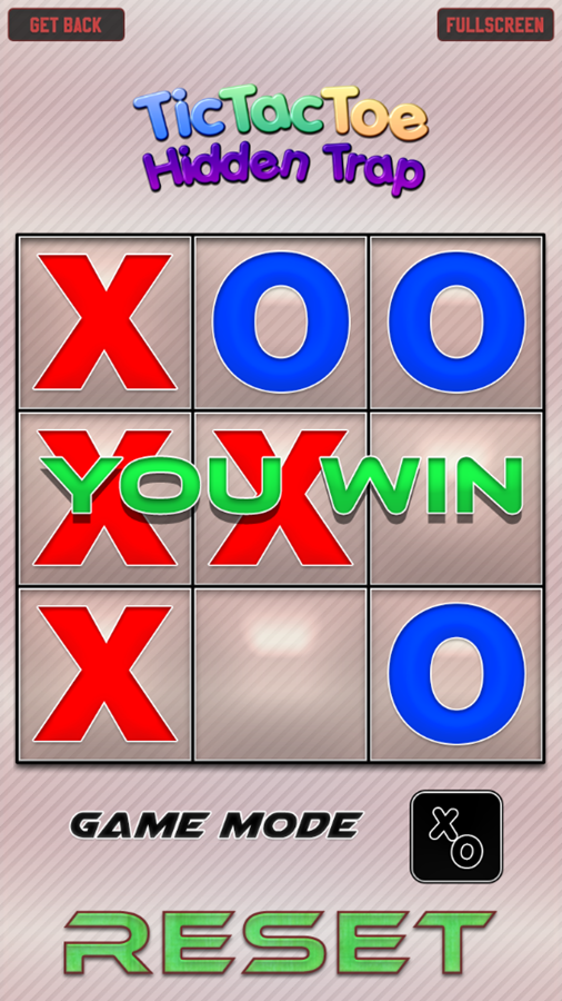 Tic Tac Toe Hidden Trap Game You Win Screenshot.