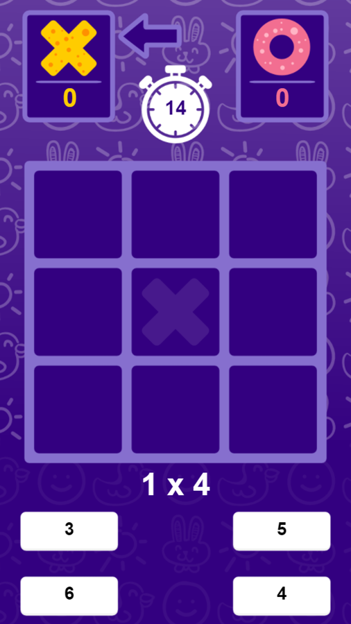 Tic Tac Toe Math Game Equation Screenshot.