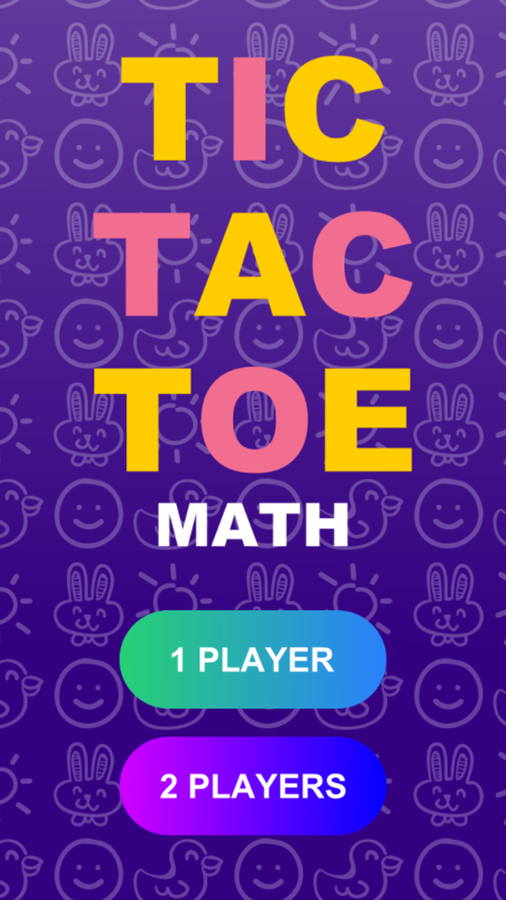 Tic Tac Toe Math Game Player Select Screenshot.