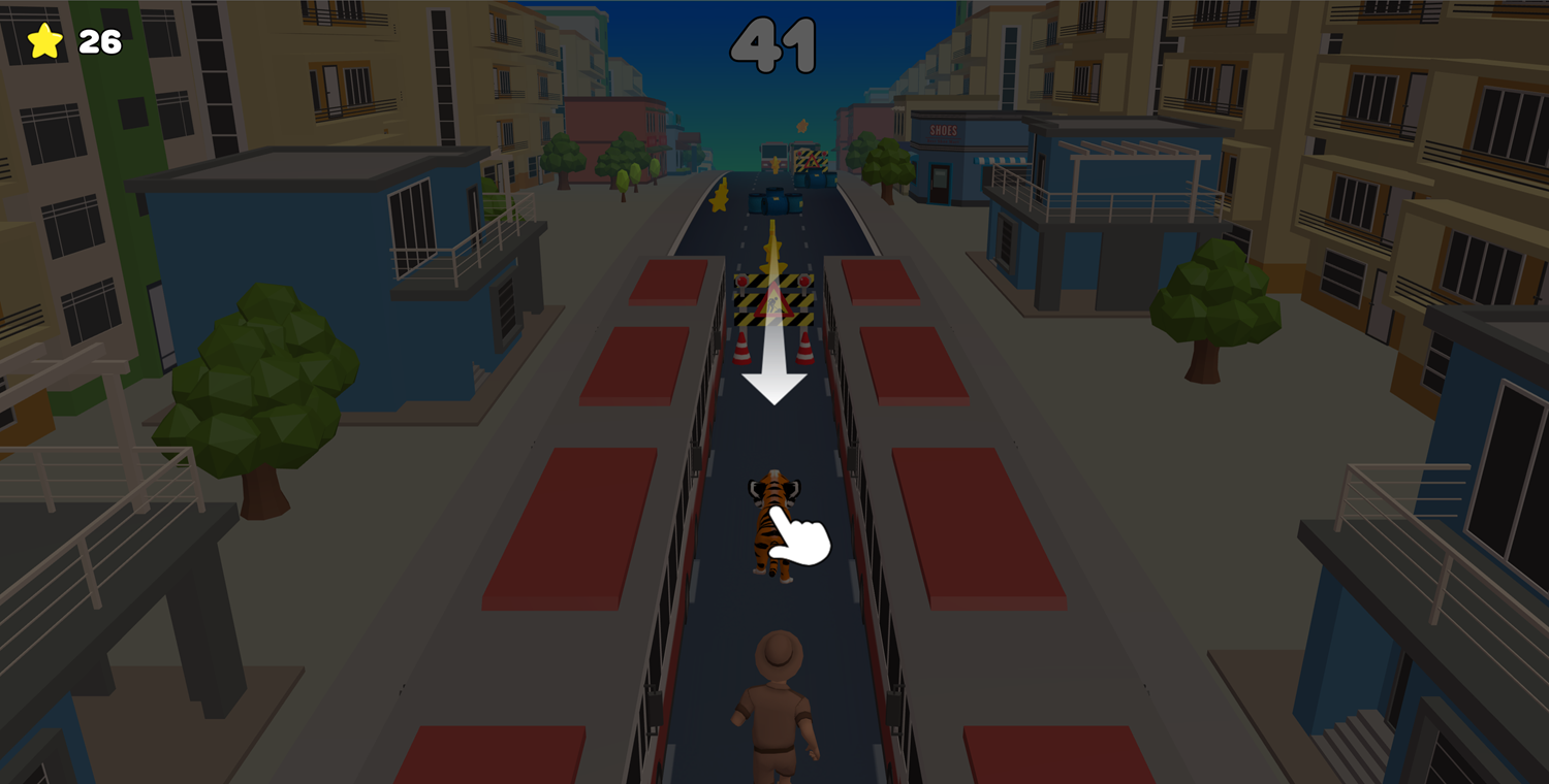 Tiger Run Game How to Play Slide Example Screenshot.