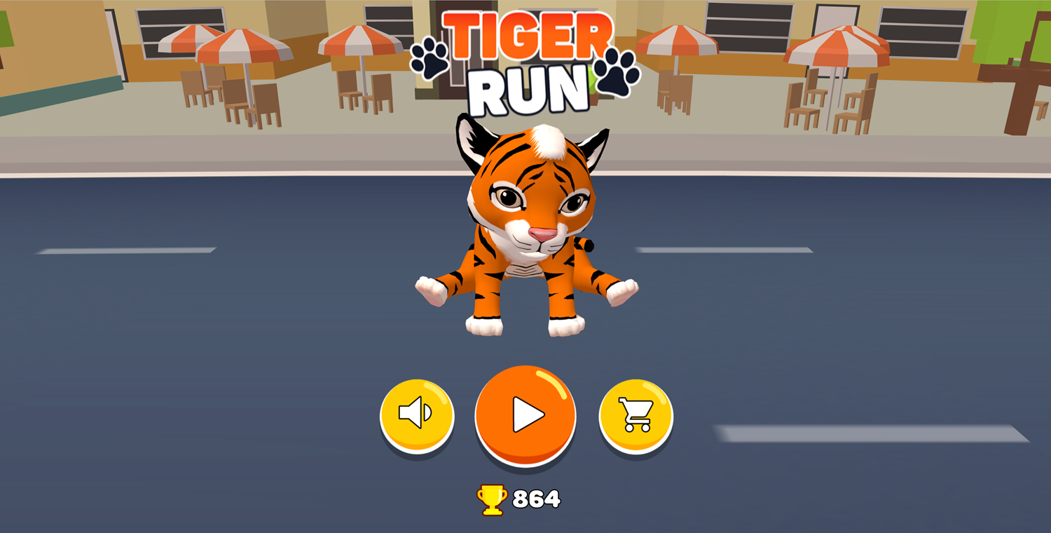 Tiger Run Game Welcome Screen Screenshot.