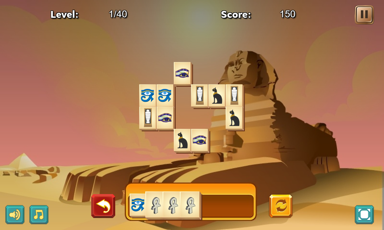 Tiles of Egypt Game Level Play Screenshot.