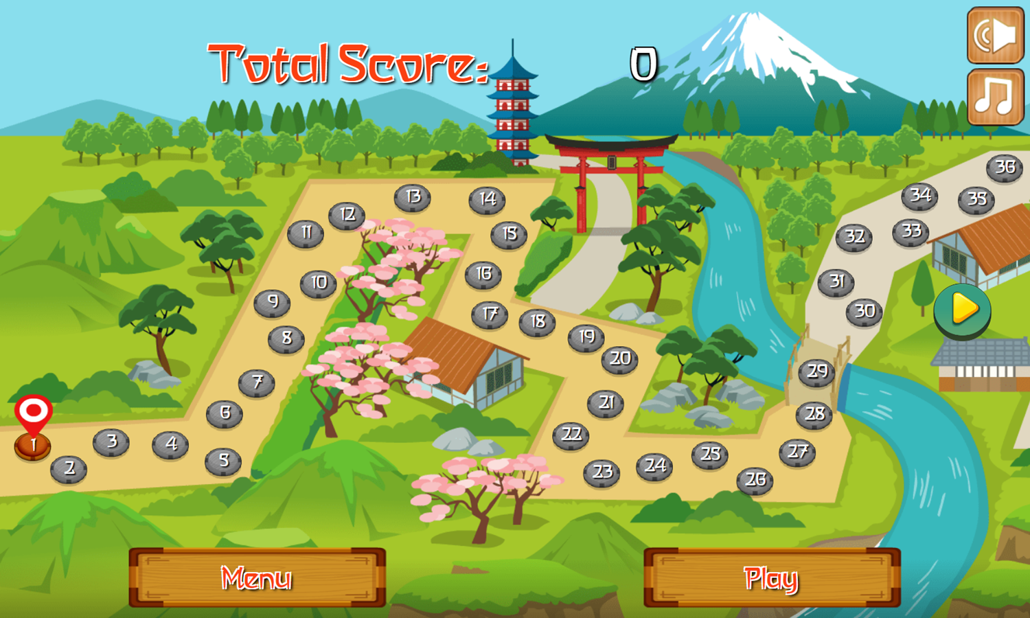 Tiles of Japan Game Stage Select Screenshot.