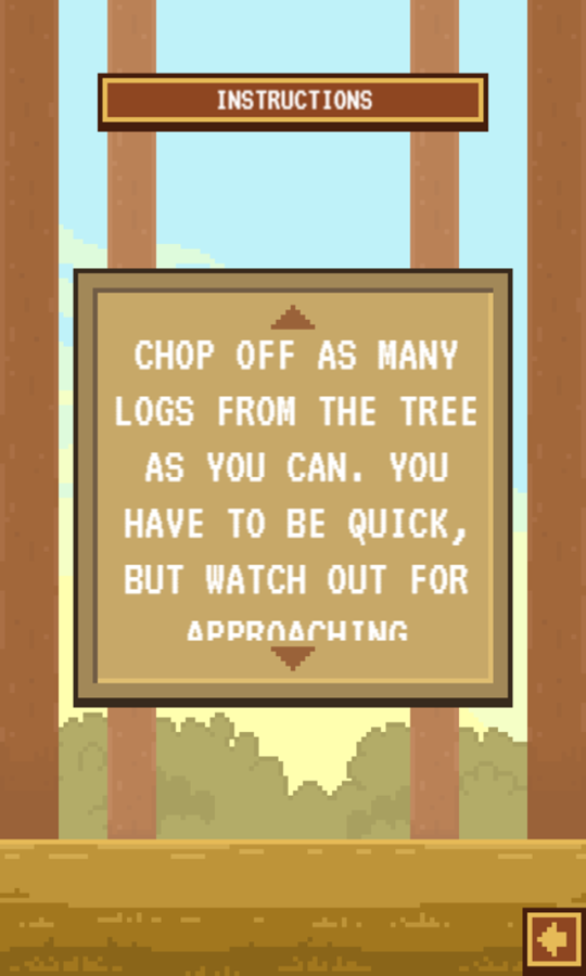 Timber Guy Game Instructions Screenshot.