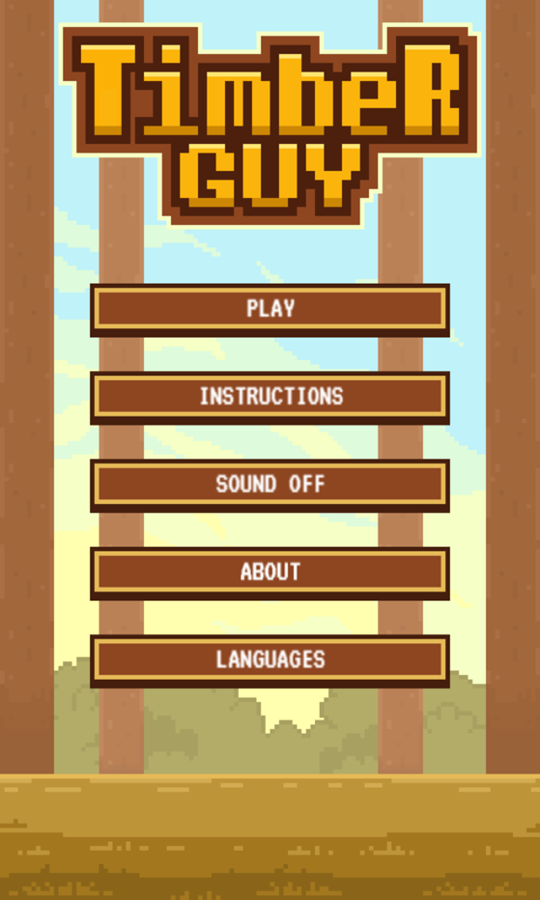 Timber Guy Game Welcome Screen Screenshot.