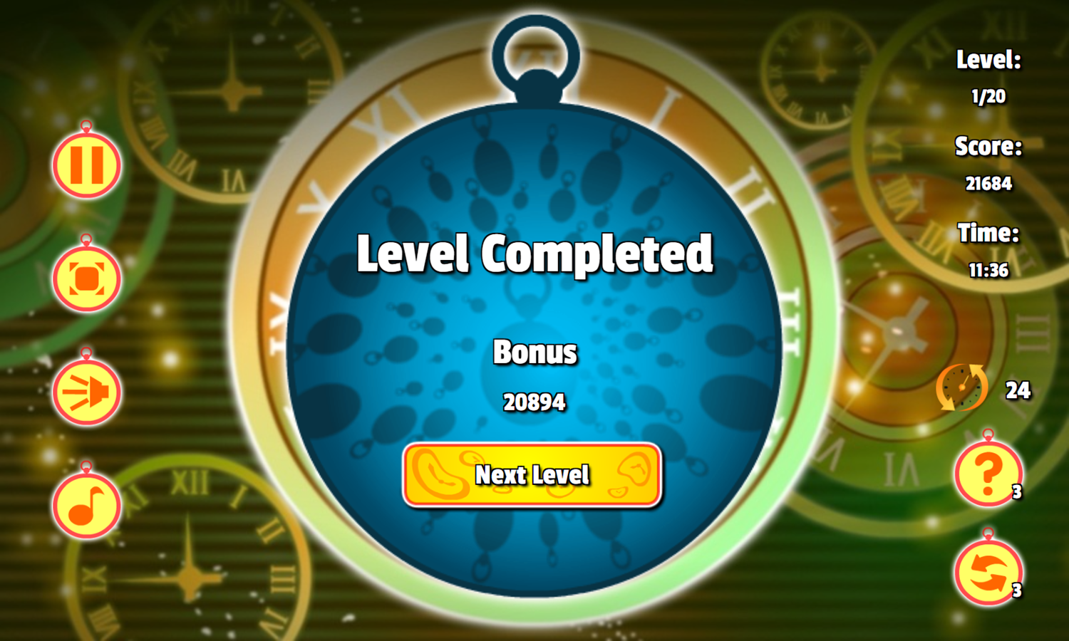 Time Connect Game Level Completed Screenshot.