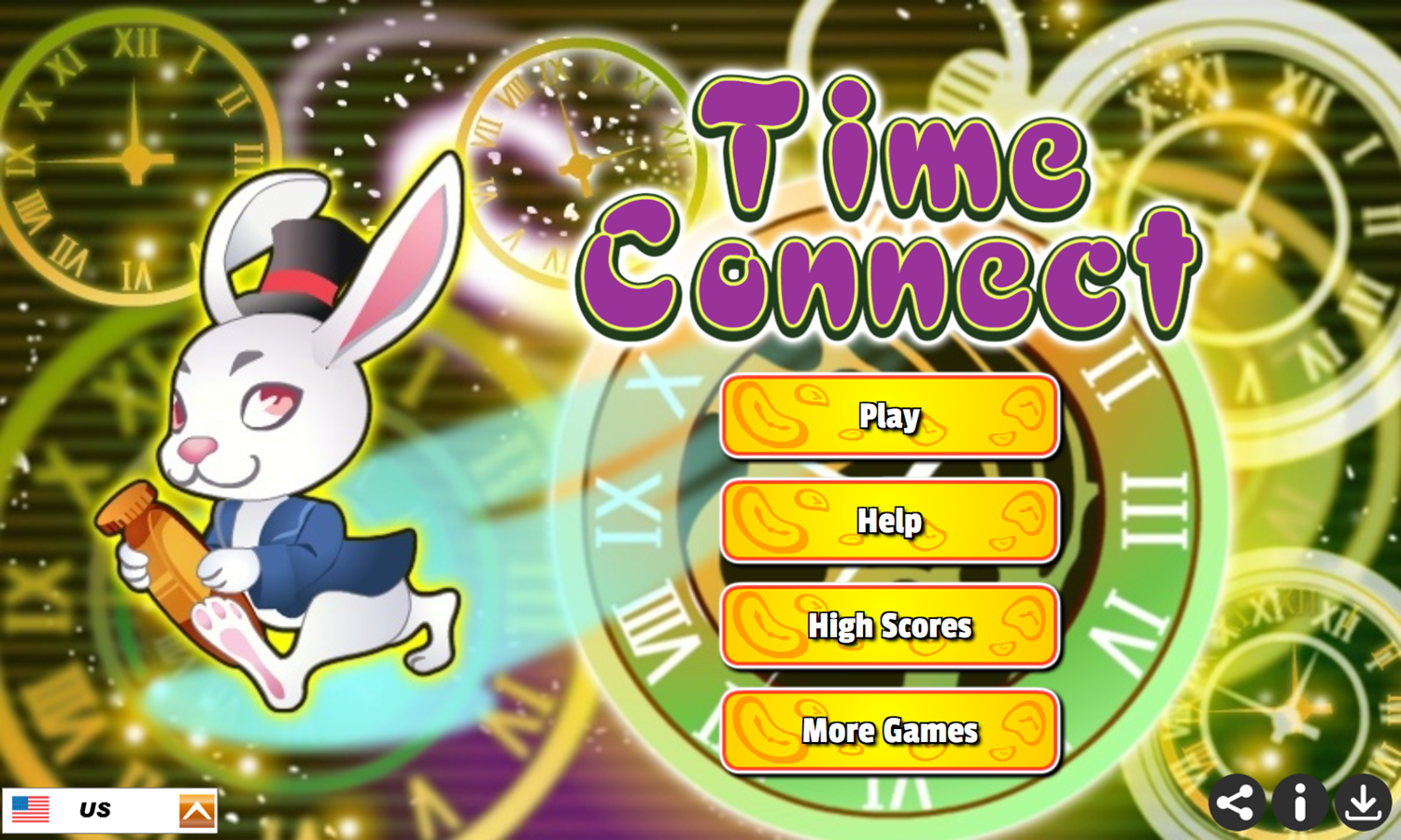 Time Connect Game Welcome Screen Screenshot.