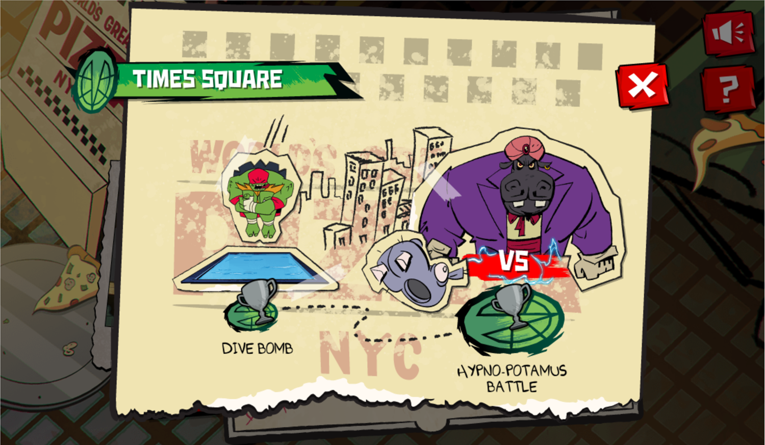 TMNT Epic Mutant Missions Level Select Screenshot.