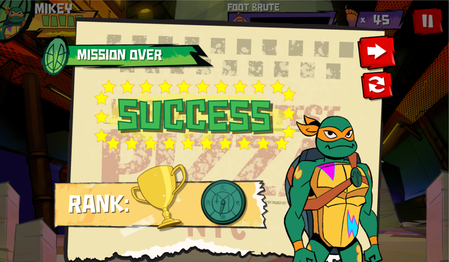 TMNT Epic Mutant Missions Mission Rating Screenshot.