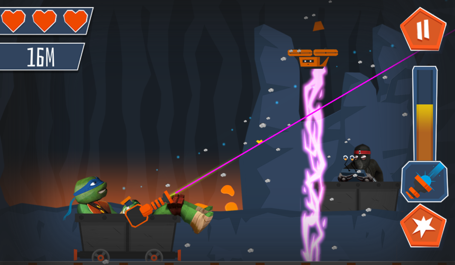 TMNT Laser Cave Game Play Screenshot.