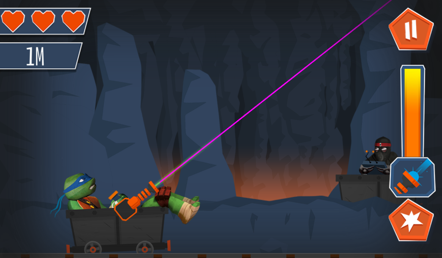 TMNT Laser Cave Game Start Screenshot.