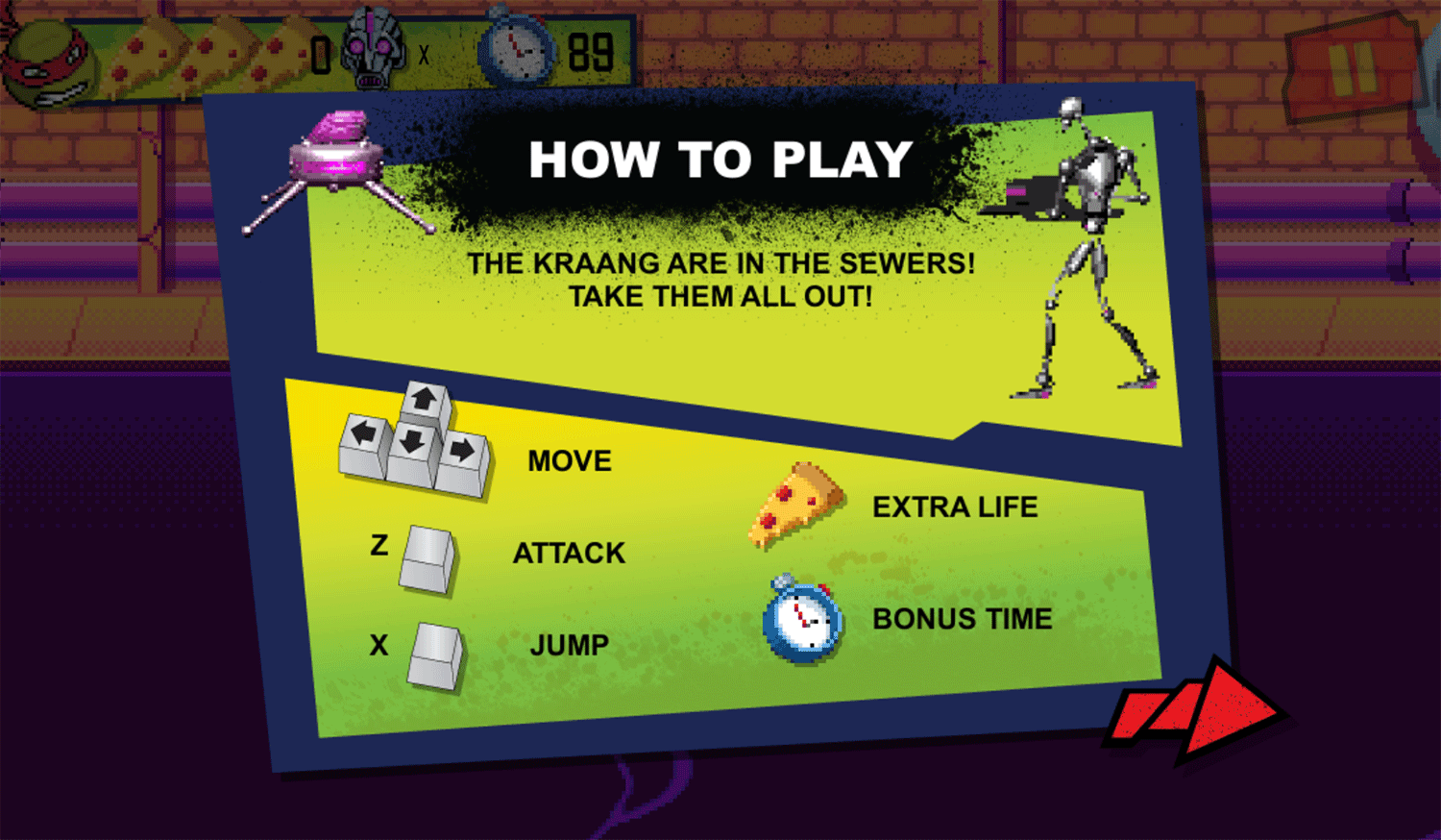 TMNT Totally Turtles 1993 How To Play Screenshot.