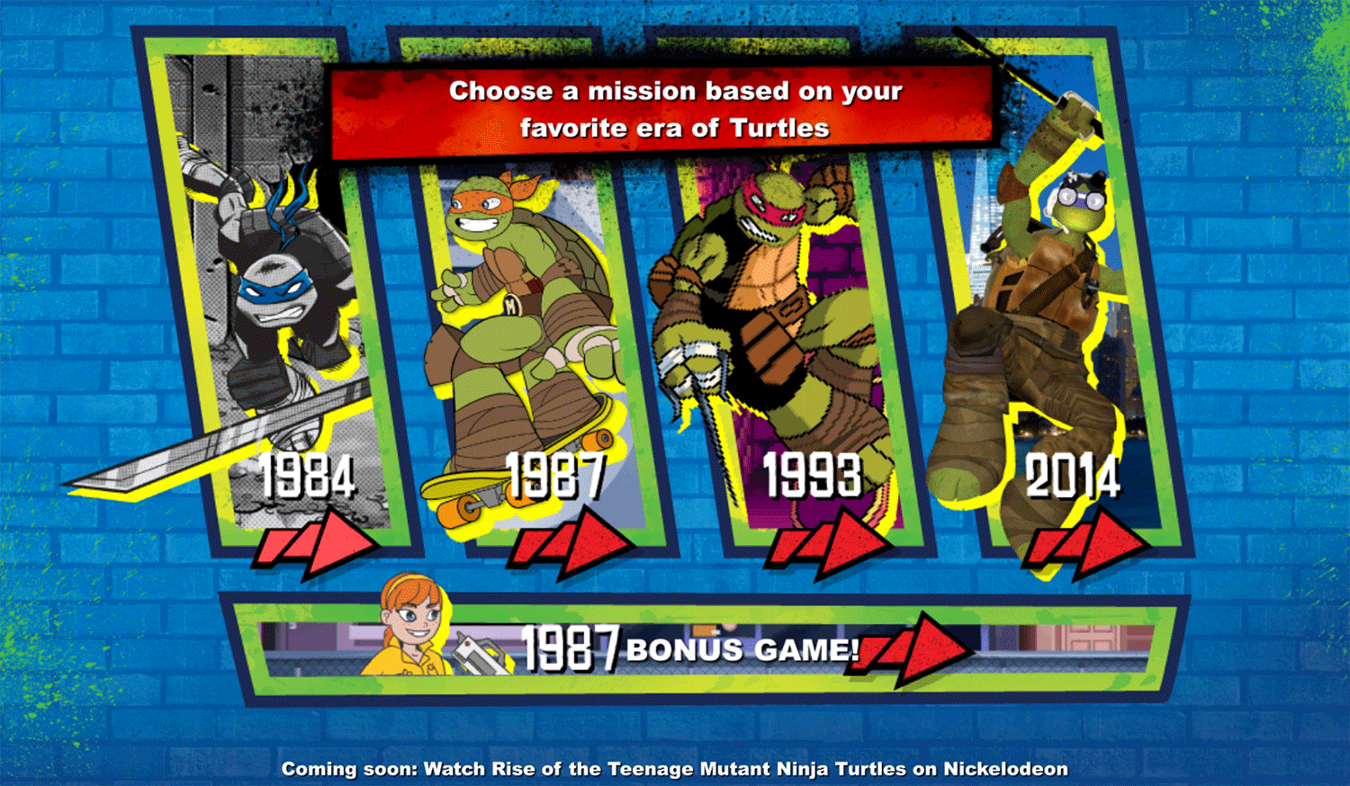 TMNT Totally Turtles Mission Select Screenshot.